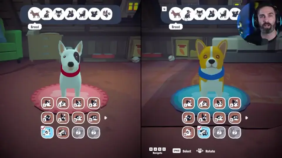 Haunted Paws breed picker on the Steam demo setup screen
