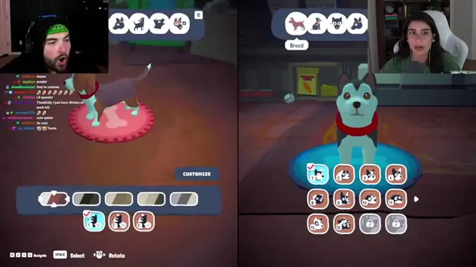 Haunted Paws two-player breed picker on the Steam demo setup screen