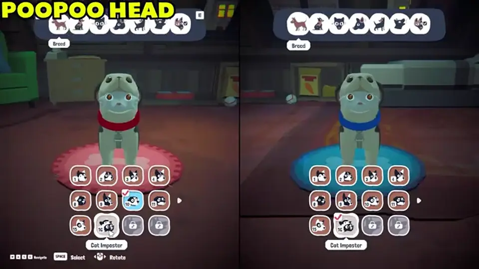 Haunted Paws breed picker with the named seven dogs